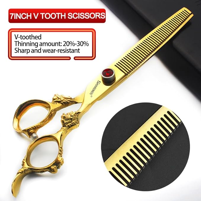 6/7/7.5/8/9-inch professional hair clipper set, stainless steel sharp hair clippers, hairdresser specific scissors (7 in-2pc-B)