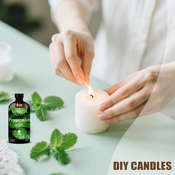 Peppermint Essential Oil, Peppermint Oil 4 Fl Oz 120ML for Diffuser Humidifier Yoga Cleaning DIY Candle Soap Making Essential Oils