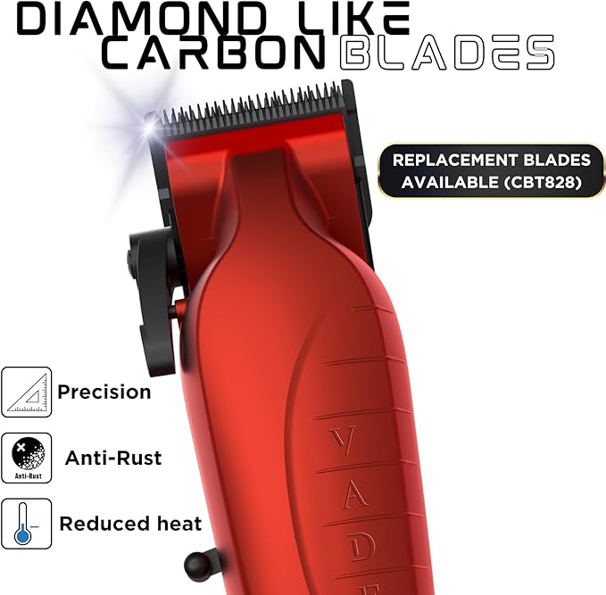 Supreme Trimmer Vader Clipper with DLC Taper Blade STC5098 | 210 Min Run Time 7500 RPM Hair Trimmer | Professional Brushless Motor Barber Clipper | Red