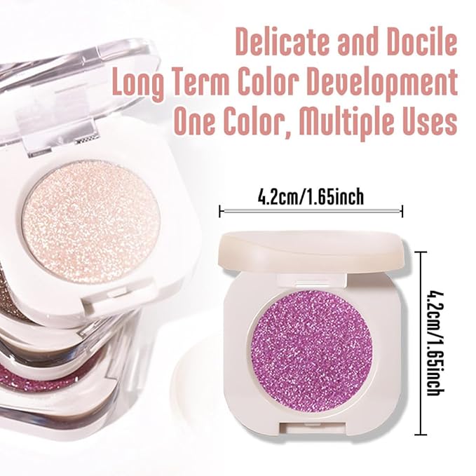 Purple Glitter Shimmer Sparkle Eye Shadow Palette Makeup for Older Women, Glitter Shimmer Metallic Holographic Iridescent Cream Iridescent Single Monochrome Eyeshadow Makeup, 08