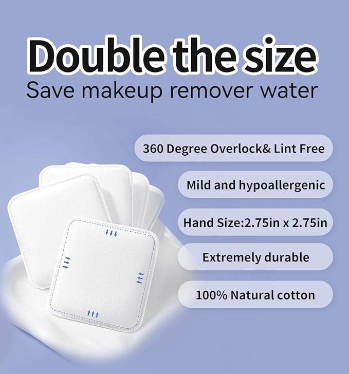 Large Square Cotton Pads, 2.95" x 2.75",150 Count, Lint-Free, Soft, Rounded Corners, Multi-Layer, for Makeup Removal, Toner, Facial Cleansing, Boxed