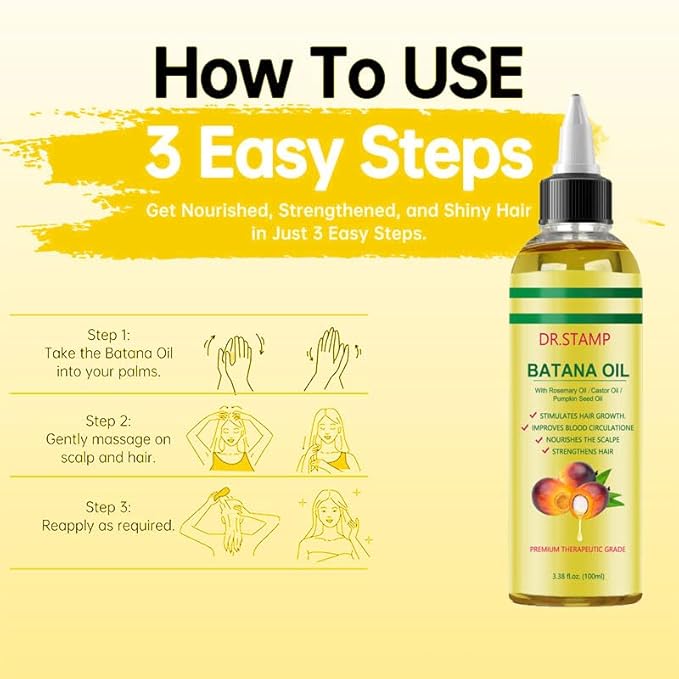 Batana Oil for Hair Growth & Scalp Care – 4-in-1 Liquid Batana Oil with Rosemary, Castor & Pumpkin Seed Oil – Strengthens, Moisturizes & Revitalizes Dry, Damaged Hair (2 Pack)