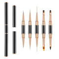 5Pcs Nail Art Bushes Set Double-Ended Professional Gel Polish Nail Art Design Painting Tools Nail Art Liner Brush (5/7/9/11/15/20mm) for Nails Detail, Long Lines, Ombre, Drawing(Black)