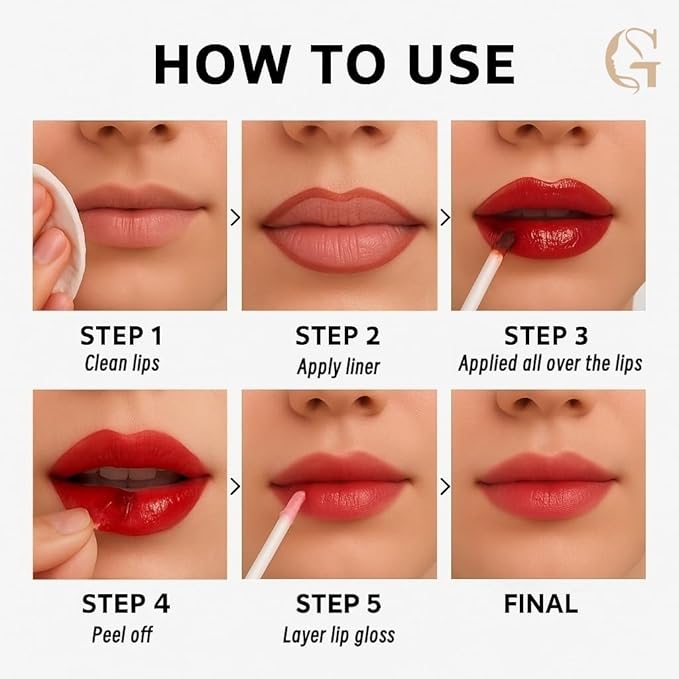 Peel Off Lip Liner Stain Set, 3 Colors Long Lasting Matte Lip Tattoo, Highly Pigmented Color Lip Makeup, Waterproof, Transfer-proof Lipstain for Women