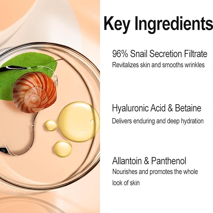 Snail Mucin 96.3% Serum with 92% Snail Mucin Cream Face Moisturizer Hydrating Serum For Face All Skin Types Skin Care