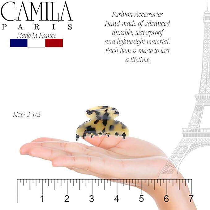 Camila Paris CP3060 French Hair Clip for Women, Handmade, Ivory Tokyo, Small, Girls Hair Claw Clips Jaw, Durable Styling Hair Accessories for Women, Strong Hold Grip, Made in France