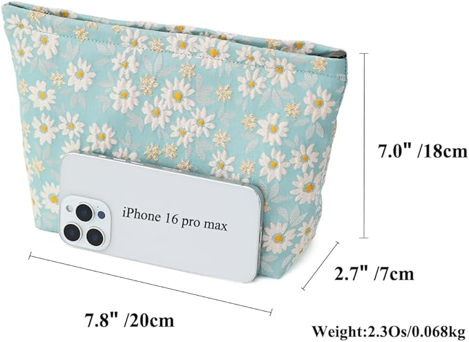 Floral Jacquard Makeup Bag - Large Capacity Cosmetic Pouch & Travel Toiletry Organizer with Zipper, Perfect for Daily Use, Gift Ideas for Women, Durable and Stylish Make Up Bag