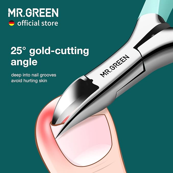 MR.GREEN Toenail Clippers Stainless Steel Ingrown Nail Cutter Thick and Hard Nails Pedicure Manicure Tools (Green+Nail Remover)
