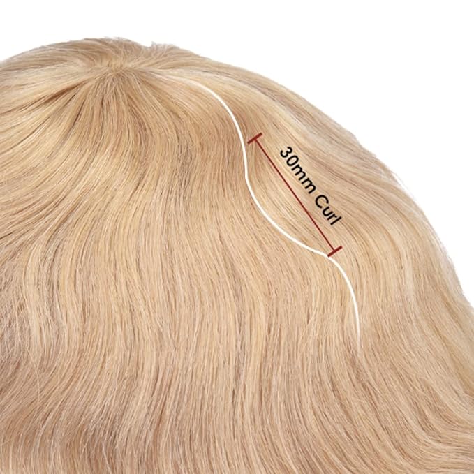 Lordhair Toupee for Men European human hair Full French Lace Hairpieces，Base Size 8x10 inch Hair Replacement System for Men Natural Hairline Human Hair Wig #22 Light Blond