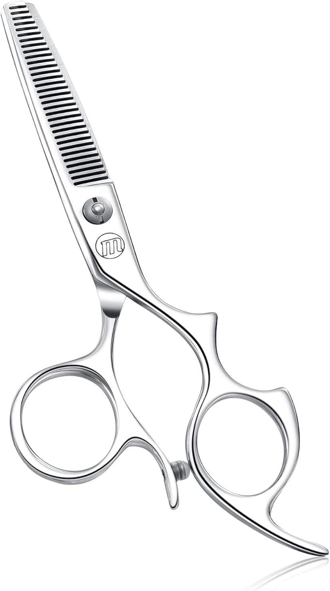 Moontay 5.5" Hair Cutting Shears with Large Finger Holes, Professional Barber Stylist Thinning Shears, Salon Hair Cutting Scissors, 440C Japanese Stainless Steel, Silver