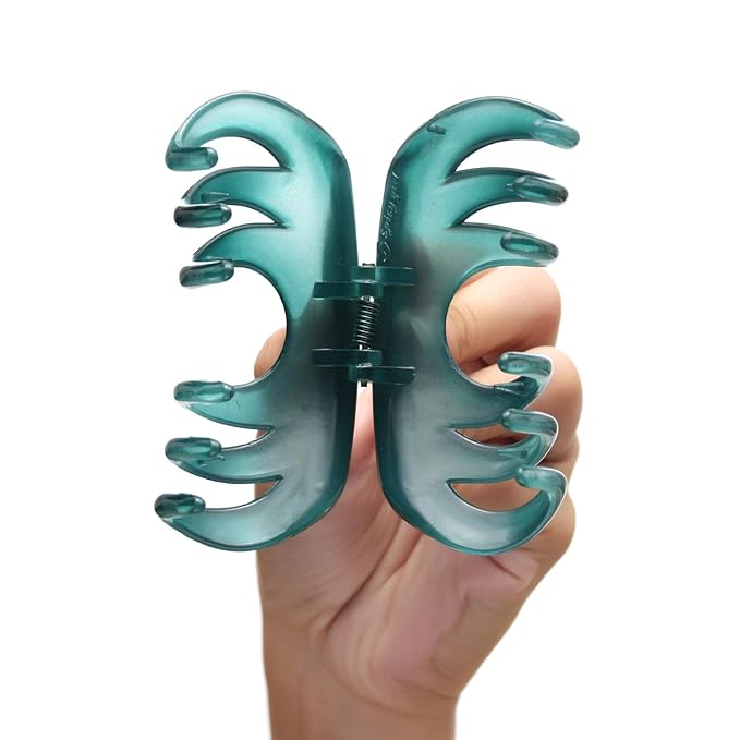 Youxuan 4 Inch Hair Claw for Women, Pretty Clip, Grip for Thick Hair, Niagara Blue