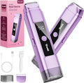 Electric Bikini Trimmer for Women: Razor & Shaver with Dual Heads for Body Pubic Hair, IPX7 Waterproof with LED Display - Rechargeable Lady Trimmer for Underarm Body Leg Face - Purple