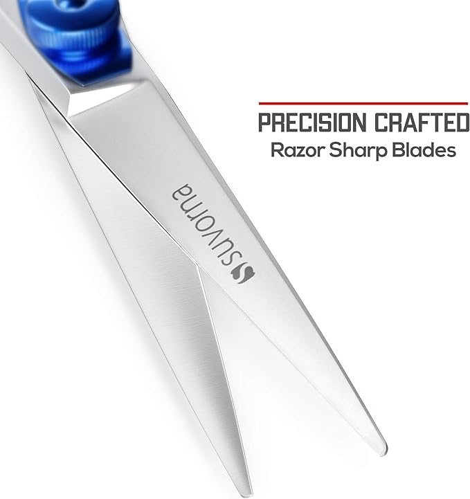 Suvorna 3-Hole Hair Scissors Professional - Right-Hand Barber Scissors for hair cutting - Hair Cutting Scissors to cut Hair - Hair shears for hair cutting - Hair shears for women and men