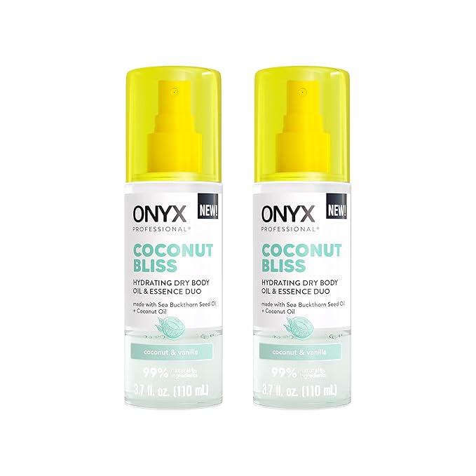 Onyx Professional Hydrating Dry Body Oil, Coconut Bliss, 3.7 fl oz, 2pk