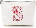 Initial Makeup Bag Monogram Cosmetic Bag Monogrammed Gifts for Women Girls Friends Coworker Colleague Personalized Travel Toiletry Bag Christmas Bridal Shower Wedding Bridesmaid Gifts, Cherry S