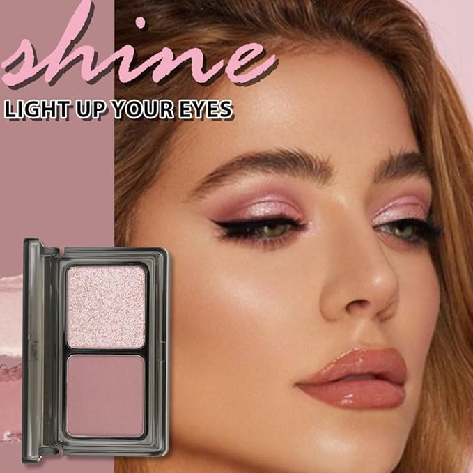AMY'S DIARY 2 Color Mauve Rose matte +Champagne Pink Shimmer matte taupe Eyeshadow Palette – Rose Pink eye shadow for Eye Makeup, Long-Lasting & Highly Pigmented, Vegan & Cruelty-Free