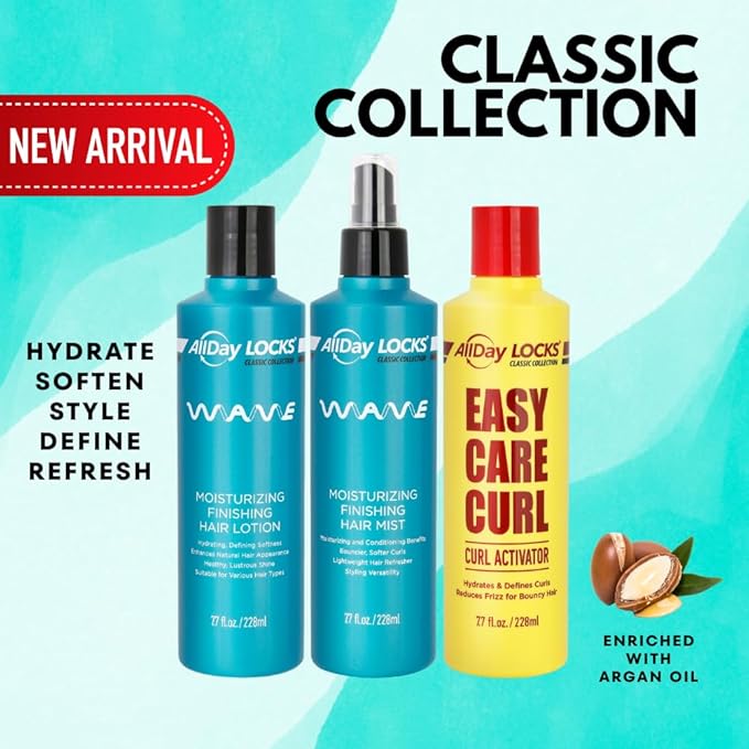 AllDay Locks Classic Wave Hair Mist (7.7 oz) | Moisturizing & Conditioning Finishing Curl-Enhancer Mist | Moisturizing, Soft, Refreshing Feeling | Fresh, Vibrant Bounce | 7.7 oz