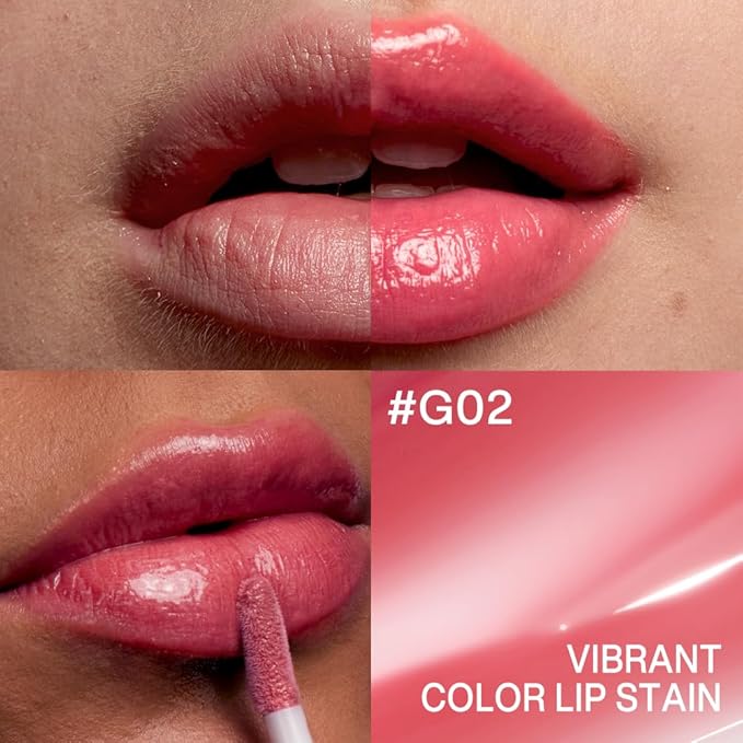 INTO YOU Lip Stain Long Lasting, Lip Gloss, Lip Tint, Lip Plumper Gloss, Glitter Lip Gloss, Liquid Lipstick, Vivid Color, Smudge-Proof, Lightweight, Naturally Moisturizing, Lip Oil For Dry Lips (G02)