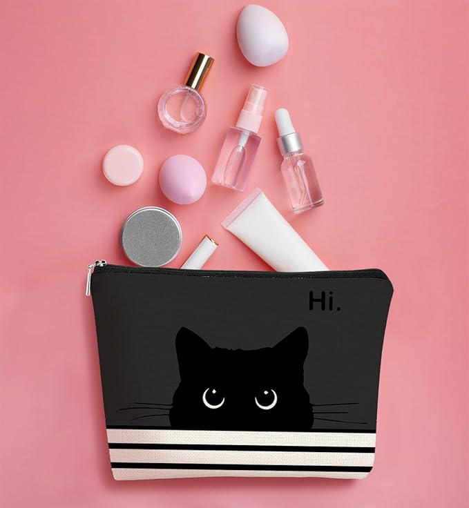 Cat Makeup Bag,Cat Gifts，Black Cat Purse,Gifts For Cat Lovers,Small Cute Makeup Bag Cosmetic Bag For Women Teen Girls,Birthday Gift,Cat Owners Gifts,Cat Lady Gifts For Women(Black)