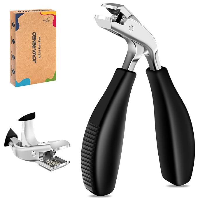 Angled Head Toe Nail Clippers for Thick Nails for Seniors, Straight Toenail Clippers with Catcher, Heavy Duty Large Toenail Clippers with Ergonomic Long ABS Handled
