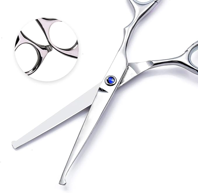 Kids Hair Cutting Scissors Set Professional 6.5 inch Saftey Round Head Hair cut Scissors Kit with Cutting Thinning Scissors Hairdressing Shears Set for Barber Salon （red）
