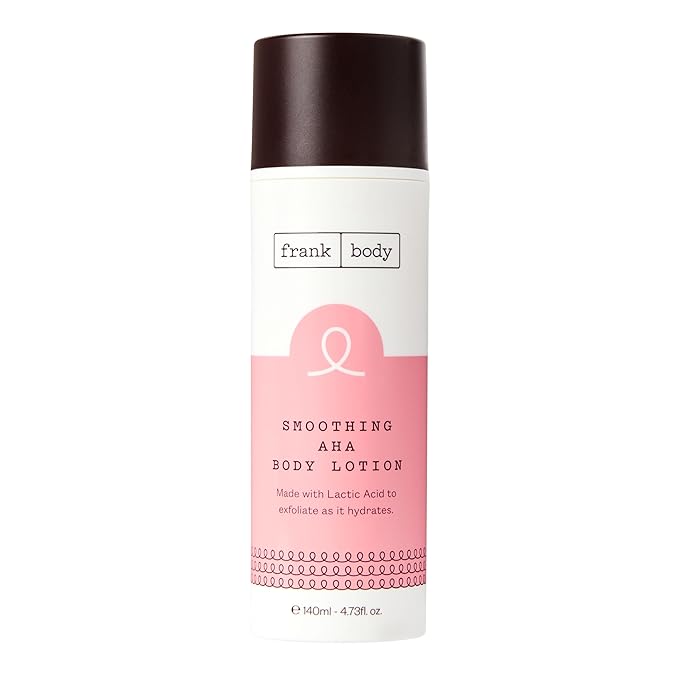 frank body Smoothing AHA Body Lotion | Gently Exfoliates to Smooth KP & Body Breakouts | With Lactic & Glycolic Acids, Hydrating Oils, Mango Seed Butter & Australian Botanicals | 140ml/4.73 fl oz