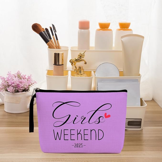 4Pcs Weekend Bags for Women - Girls Trip Gifts & Favors - Makeup Bag, Weekender Bags with Zipper Pouch for Wedding, Birthday, Bachelorette Party