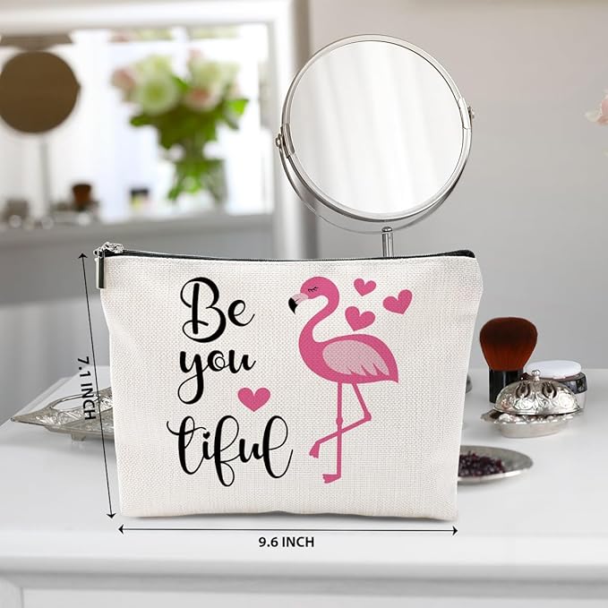 Flamingo Makeup Bag - Summer Cosmetic Bag, Animal Lover Gifts for Women, Themed Toiletry Bag for Graduation or Birthday