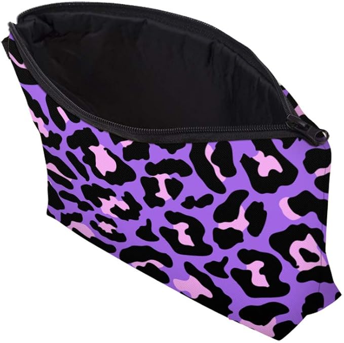 Cute Travel Makeup Bag Cosmetic Bag Small Pouch Gift for Women (Cheetah Print Purple)