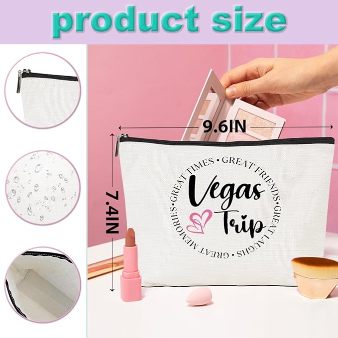 4PCS Girls Trip Makeup Bag - Weekend Gifts, Summer Cosmetic Toiletry Bag, Zipper Pouch Weekender Bags for Women, Female, Bride, Friendship, Bachelorette Party, Birthday