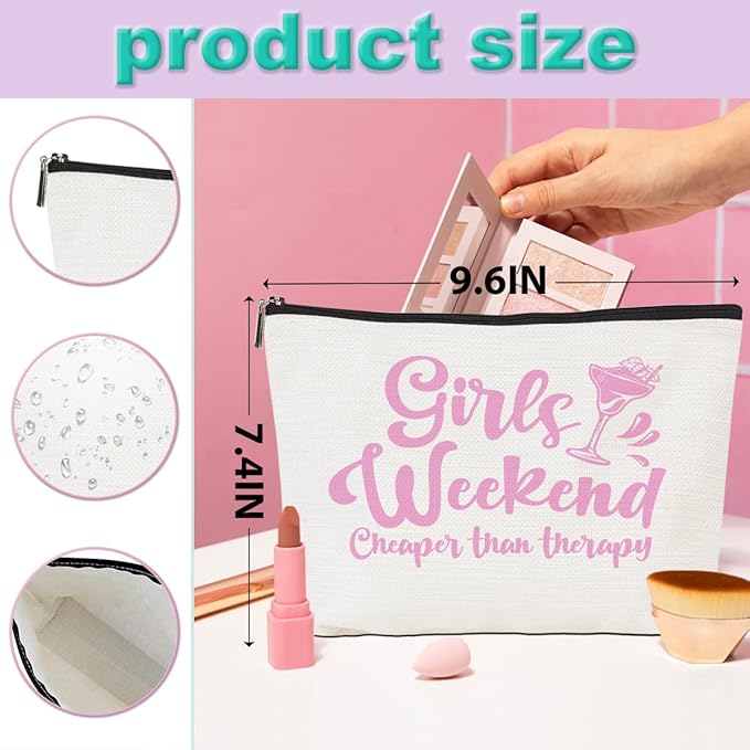 4 Pcs Christmas Girls Weekend Gifts for Women Girls Trip Makeup Bag Girl Trip Gifts Favors Cosmetic Bag Toiletry Bag Zipper Pouch Weekender Bags for Women Girl Friendship Bachelorette Party Birthday