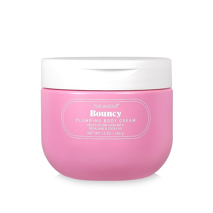 NATURE WELL Bouncy Plumping & Moisturizing Body Cream, Lightweight & Quick-Absorbing Formula to Help Visibly Firm & Smooth Skin, Scented with Tuberose, Dragonfruit, Lychee & Golden Amber, 12 Oz