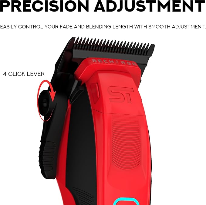 Supreme Trimmer Recharge Clipper - Professional Hair Clipper with 2 Removable Batteries, Brushless Motor, Smart Charge Stand, USB-C Charge & DLC Blades Barbers | STC779