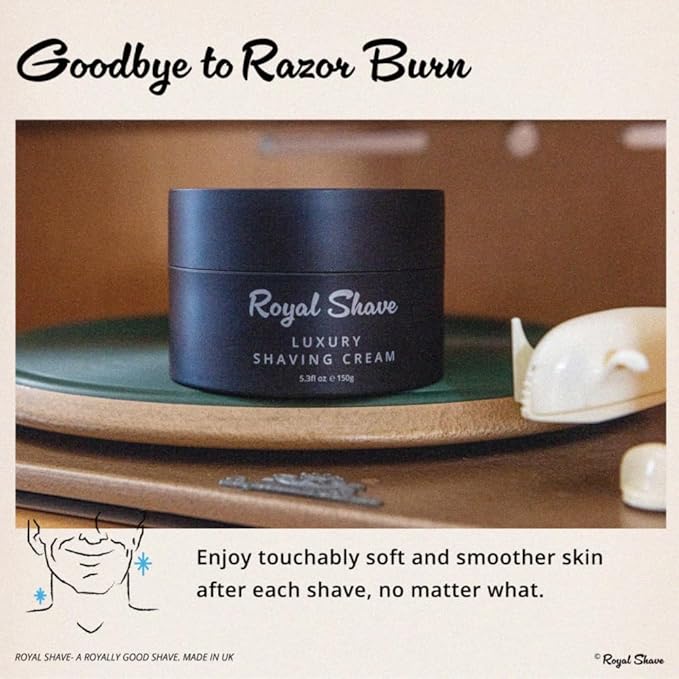 Luxury Shaving Cream for Men by Royal Shave, Rich, Soothing, Moisturizing, Hydrating & Nourishing Cream for Smooth, Close Shave (Made in UK) Sweet Tobacco