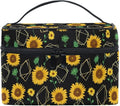 Sunflowers Makeup Bag, Flower Makeup Organizer Bags Toiletry Bag Box Travel Cosmetic Bag Make Up Train Case for Women Teen Girl Ladies