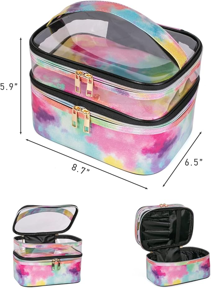 Cosmetic Bag Makeup Bag Travel Cosmetic Bags for Women Makeup bags Cases Portable Waterproof Foldable (Tie-Dye)
