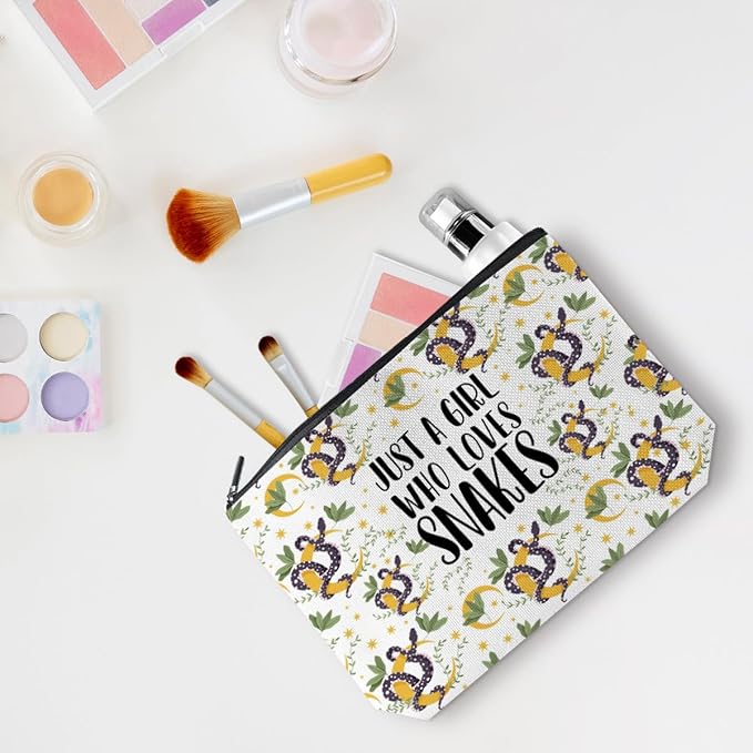 Cute Snakes Print Makeup Bag Snake Gifts Cosmetic Travel Bag Snake Accessories Decor Stuff for Animal Snakes Lovers Women Breeder Girls Sister Best Friend Funny Skincare Bag for Christmas Birthday
