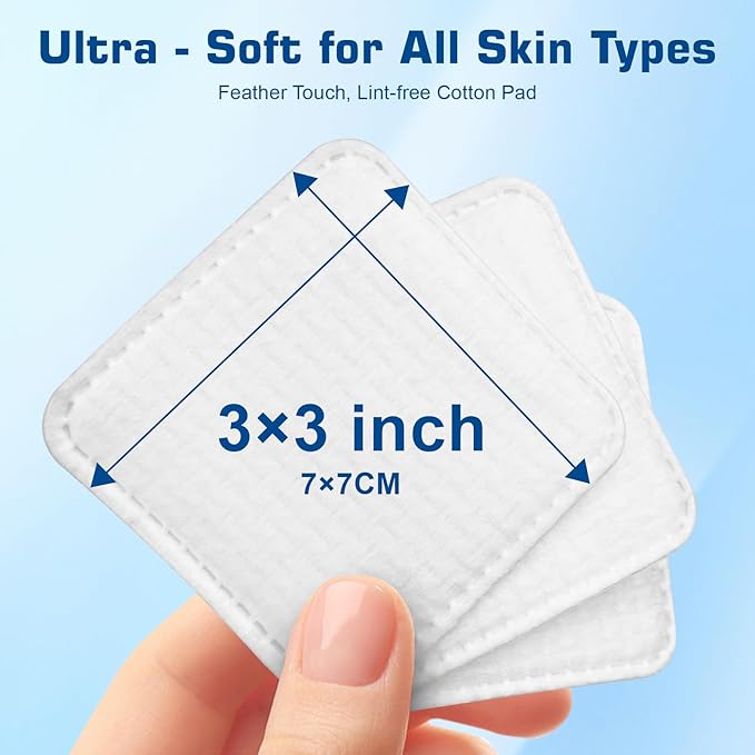 Organic Cotton Face Pads – 120 Count, Lint-Free Makeup Remover Pads – Textured & Ultra-Soft Sides for Gentle Cleansing – Thick Cotton Rounds for Sensitive Skin