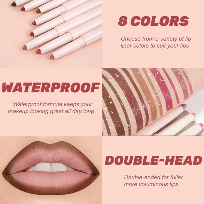 Plump Matte Crayon Lip Liner Pencil, Maroon Lipstick Lip Liners for Women, 24 Hour Long-Lasting Lip Gloss Makeup, With Silicone Smudger for Define Contours & Sculpting Lip, 05