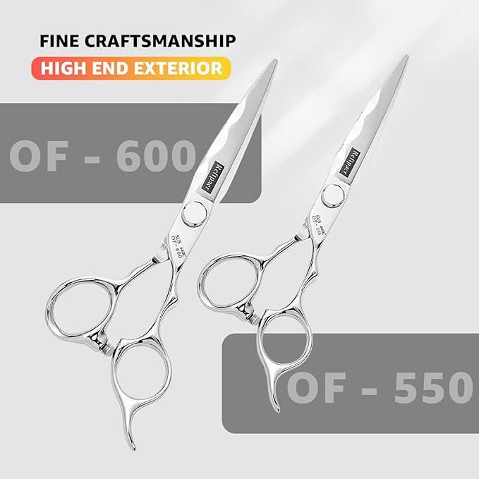 Professional Hair Cutting Shears -SUS440C Stainless Steel Barber Scissors with Ergonomic Handle,Ultra Sharp Blades for Salon (Modern, 6.0)