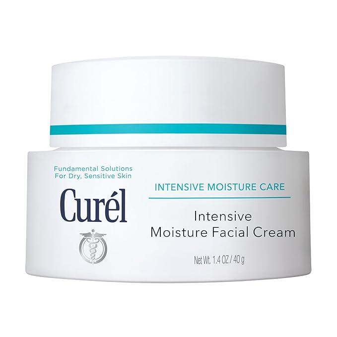 Curel Japanese Skin Care Intensive Face Moisturizer Cream, Face lotion for Dry to Very Dry, Sensitive Skin, with Ceramides, Anti-Aging & Anti-Wrinkle, Fragrance & Alcohol Free Eczema Cream, 1.4 Oz