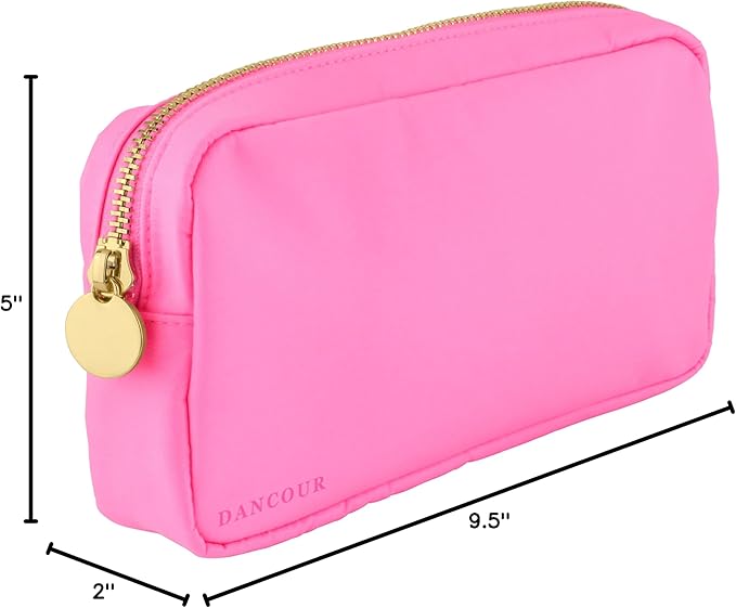 DANCOUR Nylon Makeup Bags for Women Large Preppy Travel Toiletry Pouch Cosmetic Bag Makeup Organizer