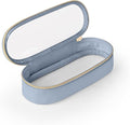 Clear Travel Makeup Brush Holder, Leather Makeup Brush Toiletry Bag, Portable Cosmetic Brush Case, Transparent Waterproof Makeup Brush Storage Bag, Blue