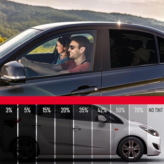 United Professional Window Tint 20% VLT 20"In x 100'Ft 1Ply Dyed Upgraded Film - Privacy Window Tint for Cars, Home, Blocks UV/IR Rays, Reduce Heat & Glare - Adhesive Window Film Standard Black Color