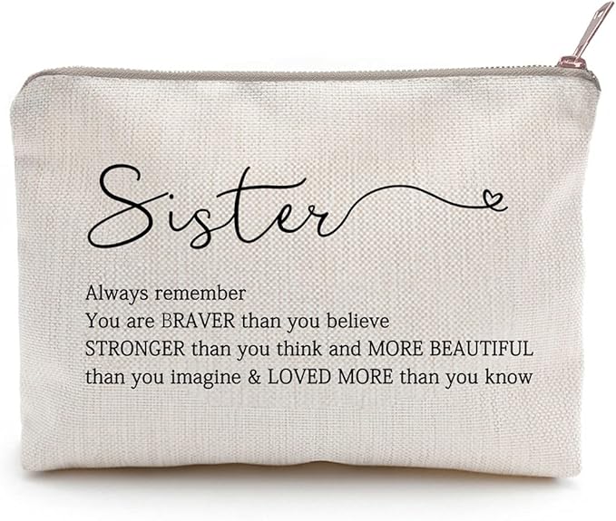 LICOBG Sister Birthday Gift Makeup Case Self-Worth Cosmetic Bag Positive Affirmation Toiletry Bag Gift Motivation Quotes Sister Gift