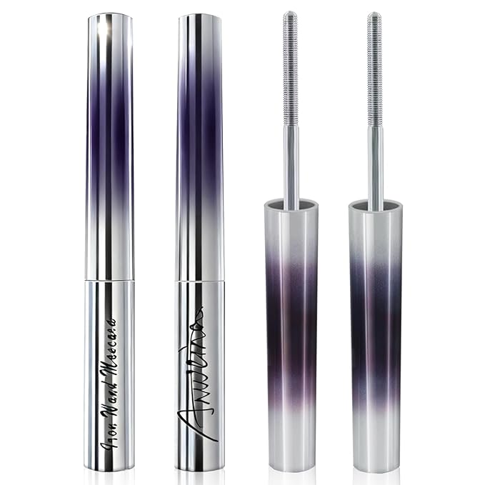 2 PCS Iron Wand Mascara, Metal Wand Mascara, 3D Curling Metal MascaraWand, Clump-Free, Waterproof & Smudge-Proof Formula For Naturally Long, Thick Lashes