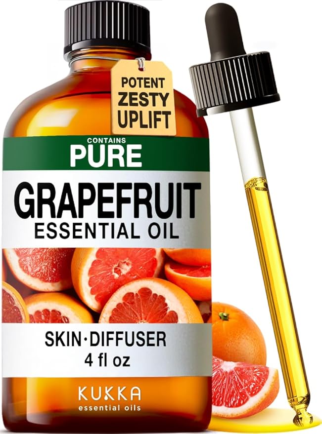 KUKKA Grapefruit Essential Oils - 4 Fl Oz - for Hair, Skin, Diffuser, Aromatherapy & DIY Soap Making Scent