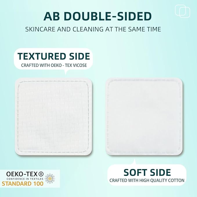 Premium Exfoliating Cotton Pads (240 Count) - 100% Cotton, Extra-Soft and Lint-Free, Durable Squares for Facial, Lip, and Eye Makeup Removal