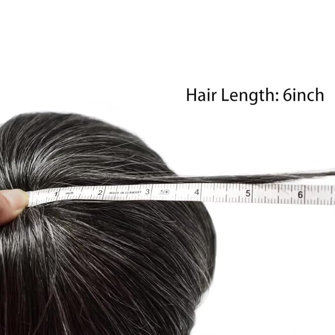 FACE MIRACLE French Lace Mens Toupee Human Hair System Lace Center Toupee for Men Thin Skin PU Around Hair Replacement System V-Looped Mens Hair Wig 6"X9" #1B30 1B# OFF BLACK WITH 30% SYNTHETIC GREY