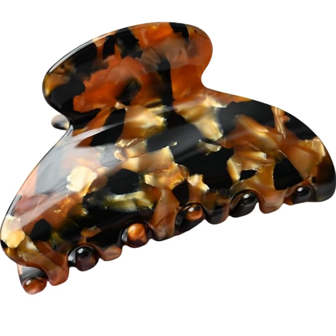 Handmade Celluloid Acetate French Design Barrettes Tortoise Shell Claws Hair Claw Luxury Fashion Accessories Hair Clip for Women (black gold)